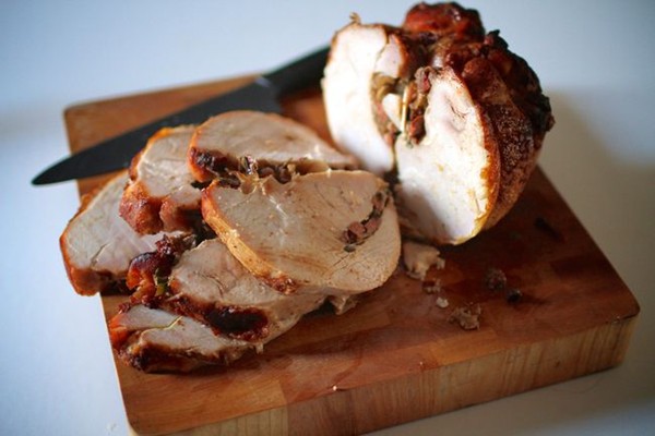 Pimentón-roasted whole turkey breast with chorizo