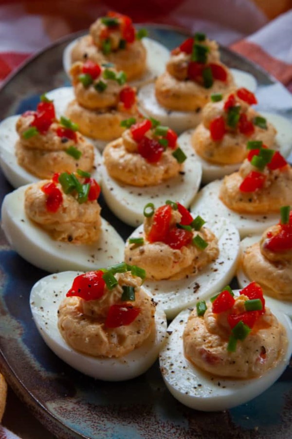Pimiento deviled eggs