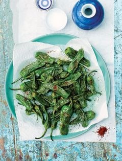 Pimientos de Padrón Nikkei with Maldon sea salt flakes & red miso powder 