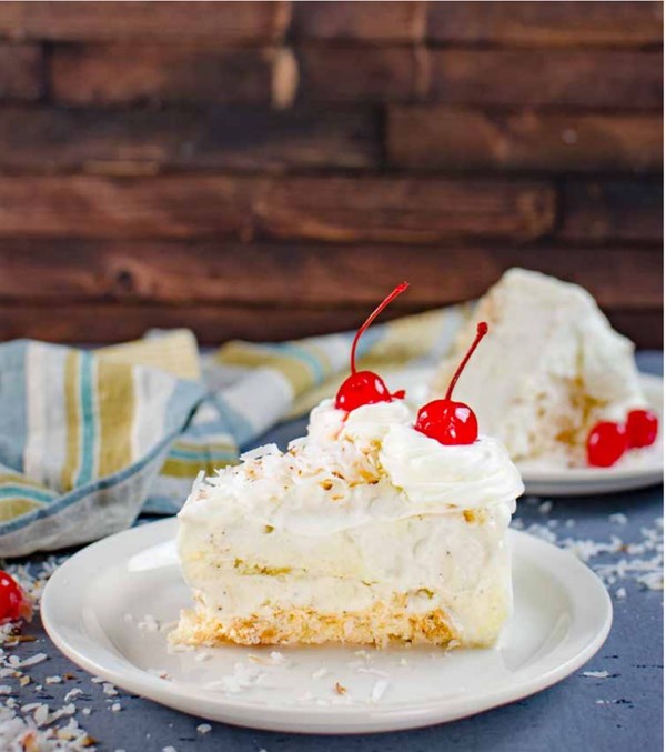 Piña colada ice cream cake