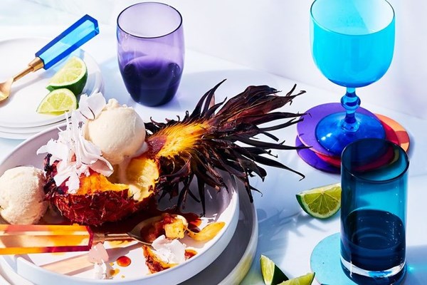Piña colada ice cream with sugar-roasted pineapple