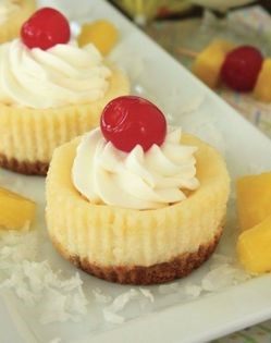 Piña colada mini cheesecakes