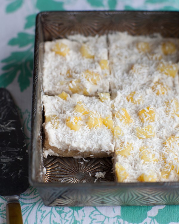 Piña colada squares