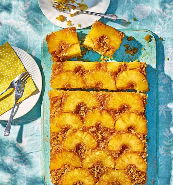 Piña colada upside-down cake
