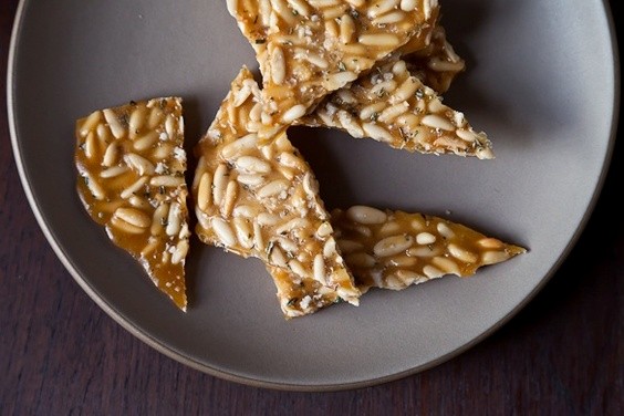 Pine nut brittle with rosemary