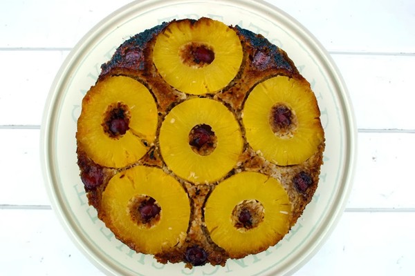 Pineapple and coconut chocolate upside down cake