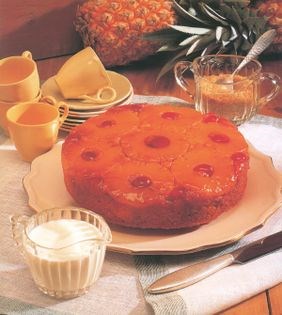 Pineapple and coconut upside-down pudding