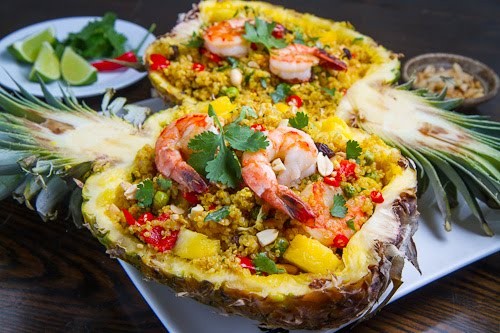 Pineapple and shrimp fried quinoa