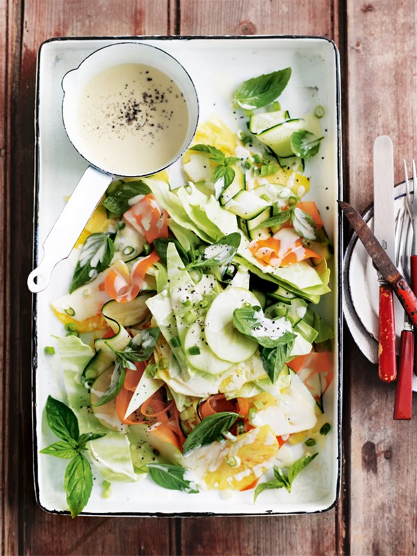 Pineapple, apple and zucchini slaw with mustard dressing