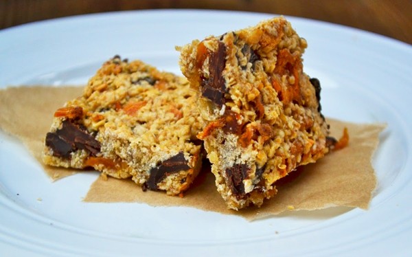 Pineapple, banana and chocolate flapjacks