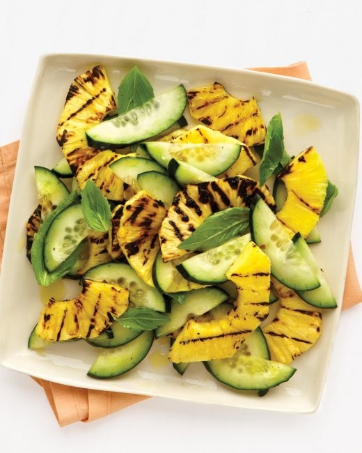 Pineapple, basil, and cucumber