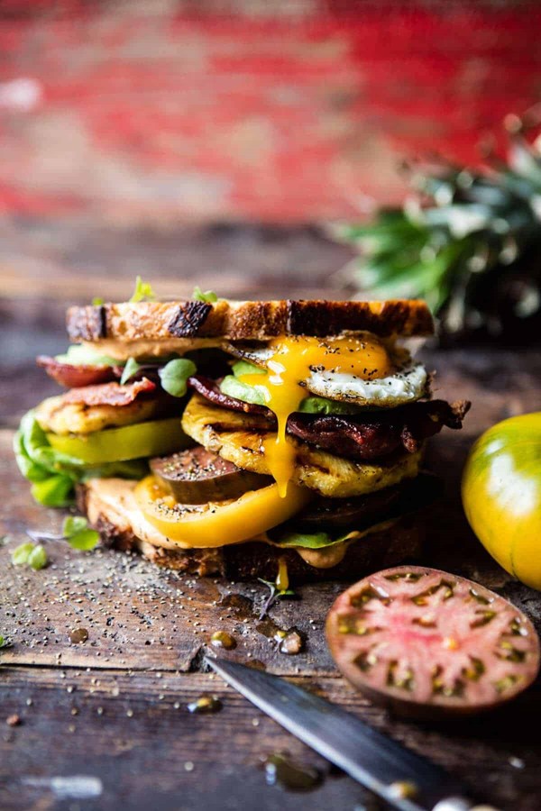 Pineapple BLT with sweet chili butter + Sriracha "mayo"