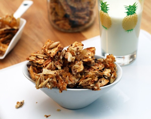 Pineapple coconut matzo granola