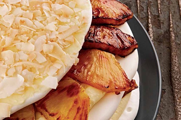 Pineapple-coconut meringue torte