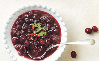 Pineapple cranberry sauce with chiles and cilantro