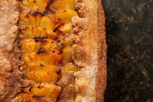 Pineapple galette and caramel rum sauce with vanilla bean ice cream