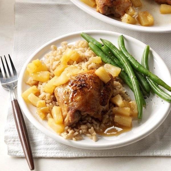 Pineapple-glazed chicken thighs 