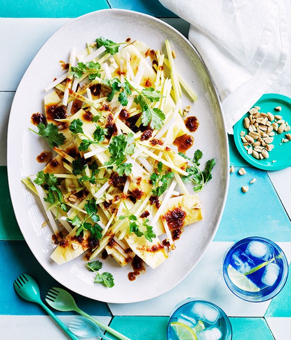 Pineapple, green mango and peanut salad