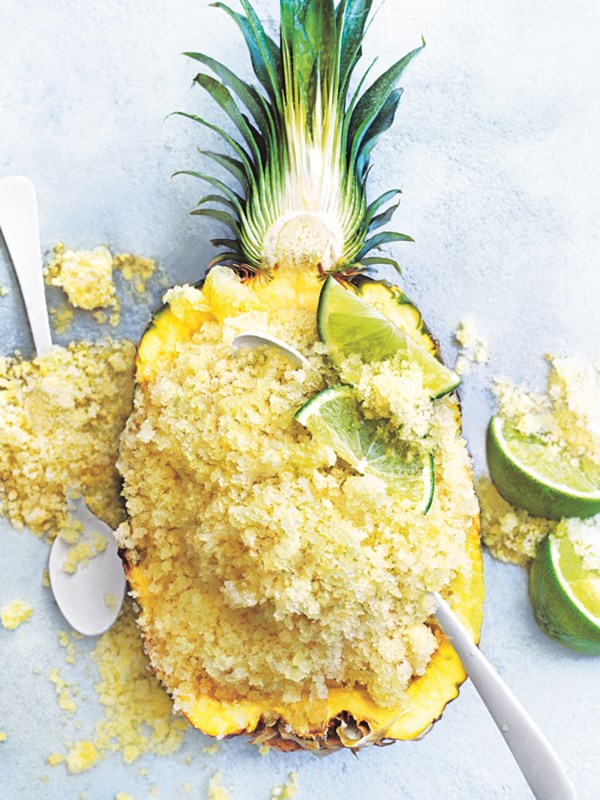 Pineapple, honey and green tea granita