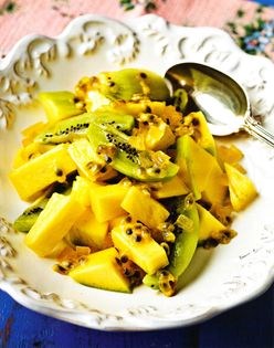Pineapple in lime, vanilla and rum syrup