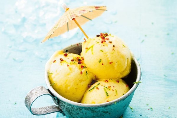 Pineapple, lime & pink peppercorn sorbet