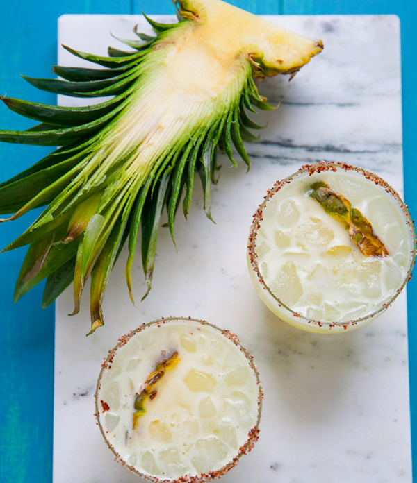 Pineapple margaritas with guajillo salt