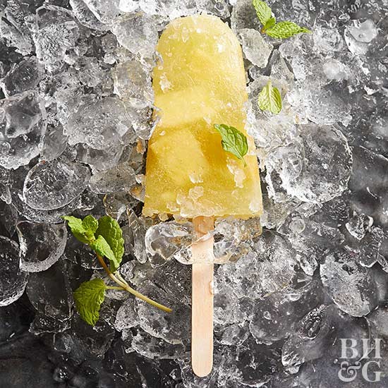 Pineapple, mint, and coconut water pops