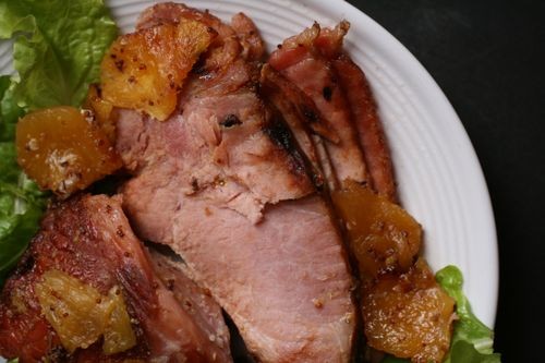 Pineapple-mustard-glazed ham