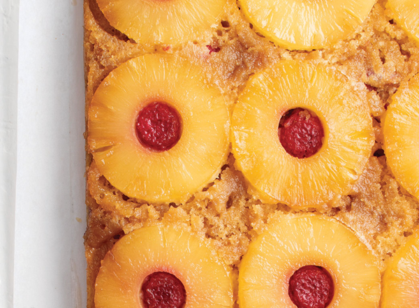 Pineapple-raspberry upside-down cake