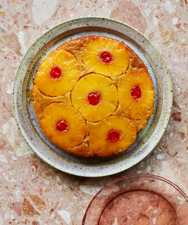 Pineapple, rum and lime upside-down cake