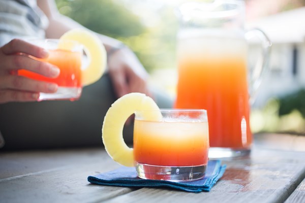 Pineapple rum sunset punch