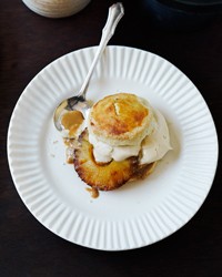 Pineapple shortcakes with dulce de leche whipped cream