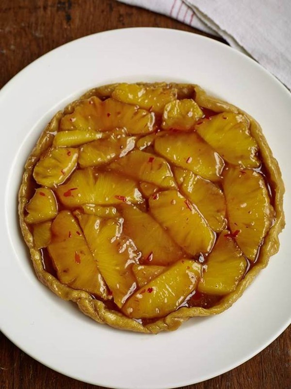 Pineapple tarte Tatin with sweet chilli
