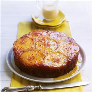 Pineapple with chilli upside-down cake with sweet chilli syrup