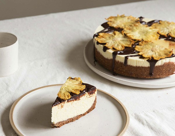 Pineapple with dark choc cheesecake