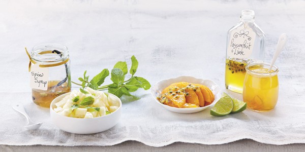 Pineapple with ginger and cardamom syrup