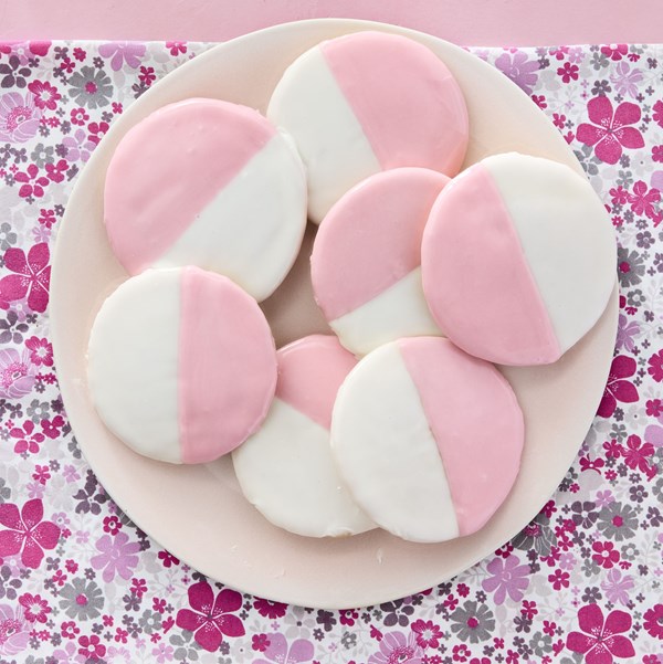 Pink-and-white cookies