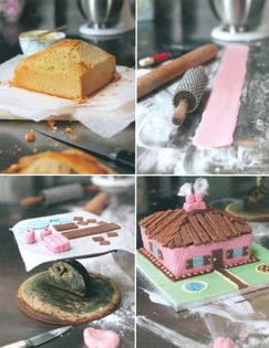 Pink cottage cake