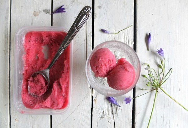 Pink gooseberry & gin sorbet