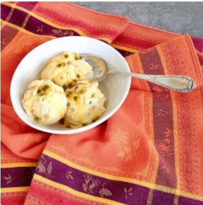 Pink grapefruit & passionfruit ice cream 