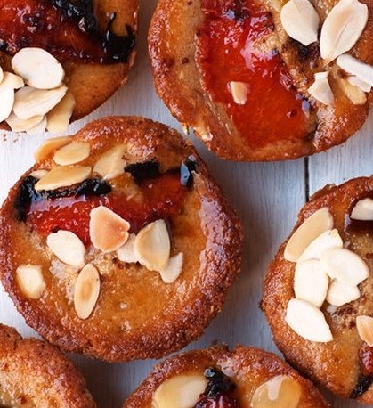 Pink grapefruit, almond and brown sugar tea cakes