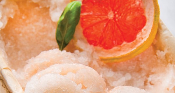 Pink grapefruit and basil sorbet