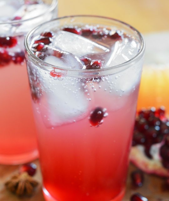Pink grapefruit and pomegranate soda