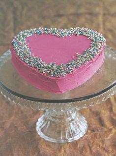 Pink iced heart [cake]