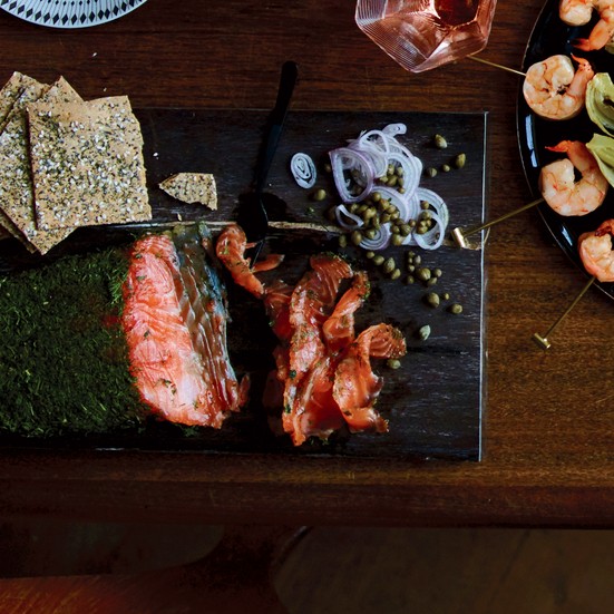 Pink peppercorn and fennel gravlax