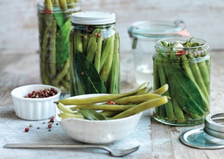 Pink peppercorn green bean pickles