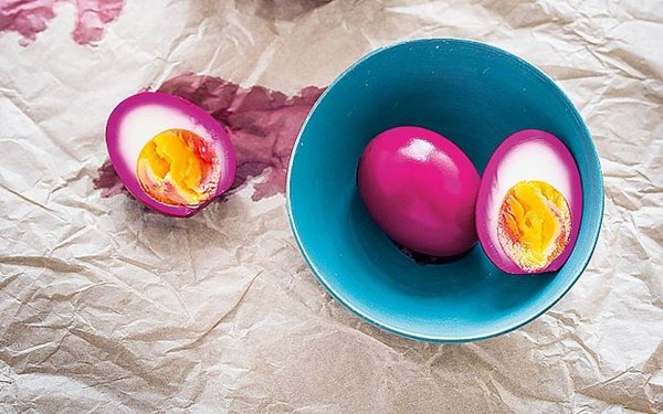 Pink pickled eggs