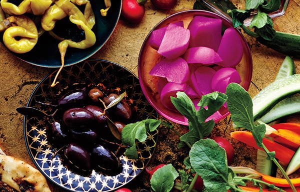 Pink pickled turnips