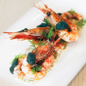 Pink shrimp "caviar"