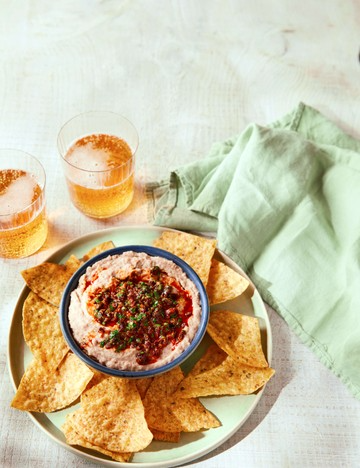 Pinto bean and salsa macha dip